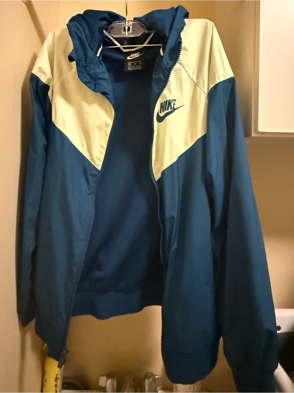 Nike Teal and Cream Hooded Bomber Jacket